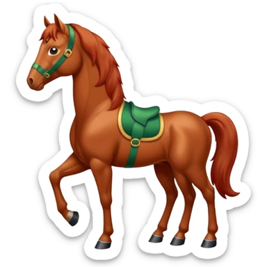 Christmas red horse with a full-length sticker