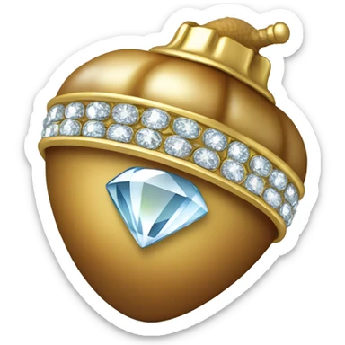 sparkling diamond Acorn, gold stem sticker