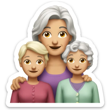 una familia con una abuela rubia, una mamá pelinegra y una hija rubia sticker
