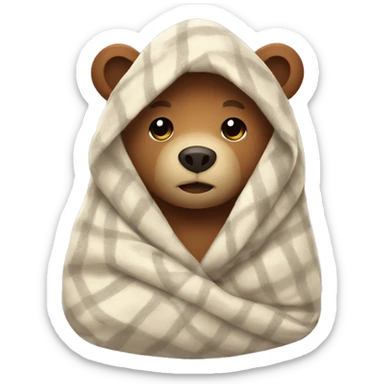 bear cozy in blanket sticker