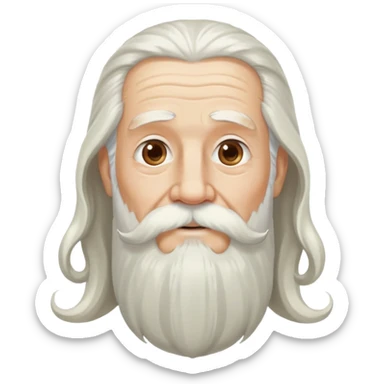 God, elderly man with flowing white hair, long beard and white mustache, heavenly sticker