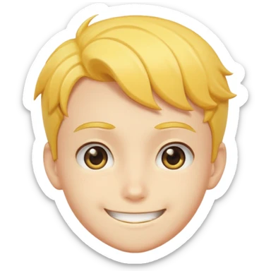 super cute anime pleading eyes classic yellow boy face cheesy smile bigger smile and thicker eyebrows  sticker