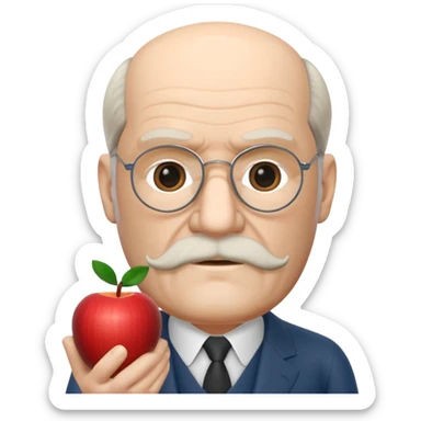 Sigmund Freud: create in exact Apple Memoji style using exact style: apple ios, 3D rendered, with exact words: я промолчу sticker