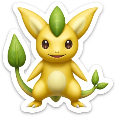 Yellow Brownish Cold Greninja-Chikorita-extraterrestrial sticker