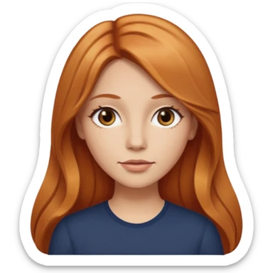 girlfriend with long dark strawberry blonde hair middle part with brown eyes sticker