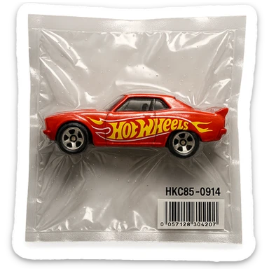 Hot Wheels toy car, glossy and puffy, vacuum-sealed style sticker