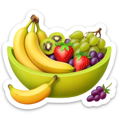 A fruit bowl with bananas mango kiwi strawberries grapes sticker