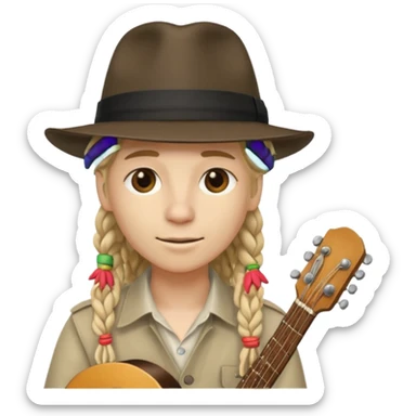 blonde Musician with dreadlocks and fedora sticker