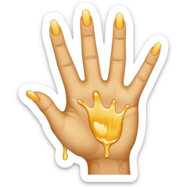 Clear nectar dripping, hand with thumb, index and middle fingers raised sticker