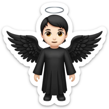 Créé un emojis avec une tenue complète d'ange et des ailes noir de demon sticker