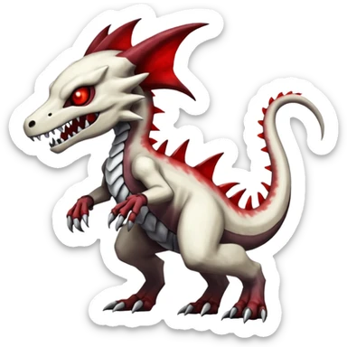 Shiny White Evil Glowing Eldritch Marowak-Salandit-Duskull-Darkdramon-fusion with bloody red markings sticker