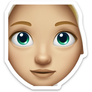 Girl with long blonde hair, freckles on her cheeks and bright blue and green eyes  sticker