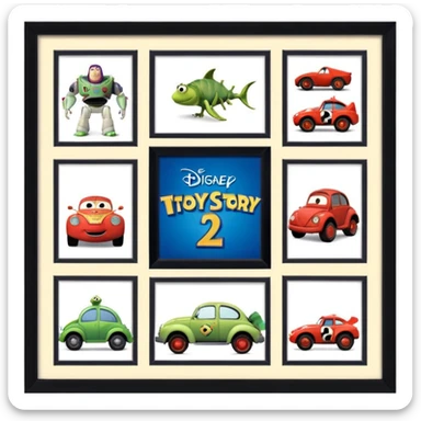 Disney pixar movies
Toy Story (1995)
A Bug's Life (1998)
Toy Story 2 (1999)
Monsters, Inc. (2001)
Finding Nemo (2003)
The Incredibles (2004)
Cars (2006)
Ratatouille (2007) sticker
