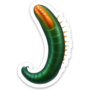 Dark green and orange leech with oral suction and caudal suction sticker