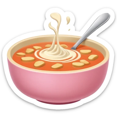 yummy soup in pink bowl sticker