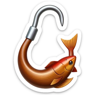 Hawaiian wooden fish hook sticker