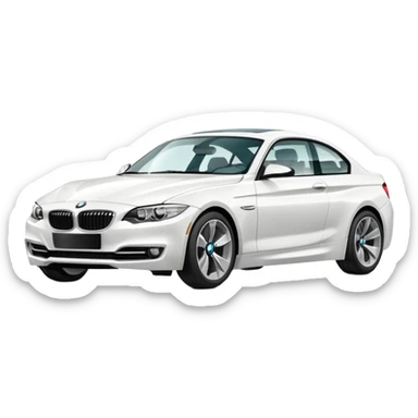 fancy white BMW car driving towards right side sticker