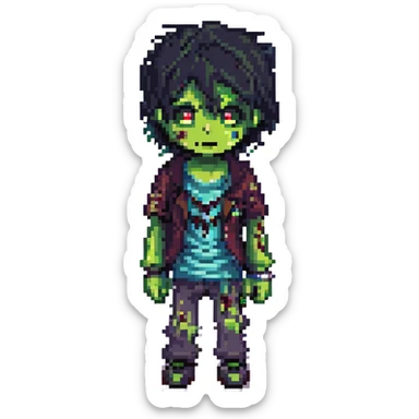 boy zombie with black hair edgar and emo sticker