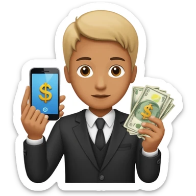 Earn money show by human with mobile.show cash flow symbol sticker