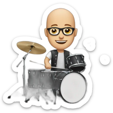 Bald Guy with glasses playing drums sticker