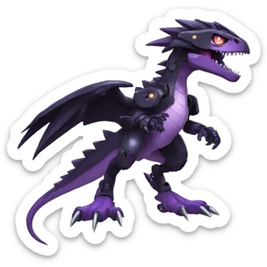  Cool Edgy Black Purple Digimon-Fakemon-Raptor-Dragon-Mecha full body sticker