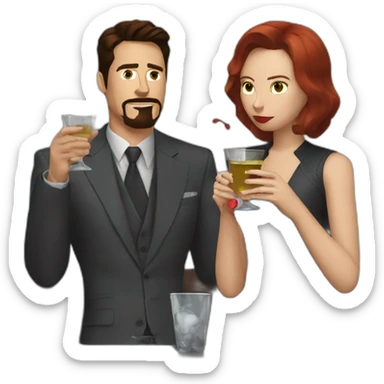 Iron man drinking vodka with black widow sticker
