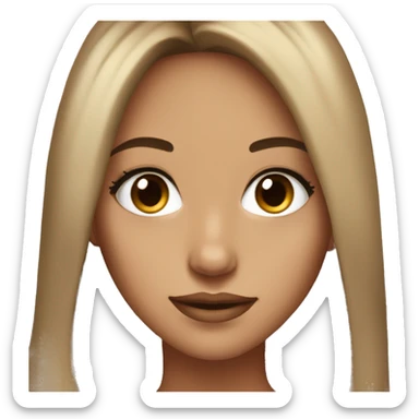 Pretty girl with tan light brown skin and black straight to wavy hair her eyes are brown and she has pretty eyelashes sticker