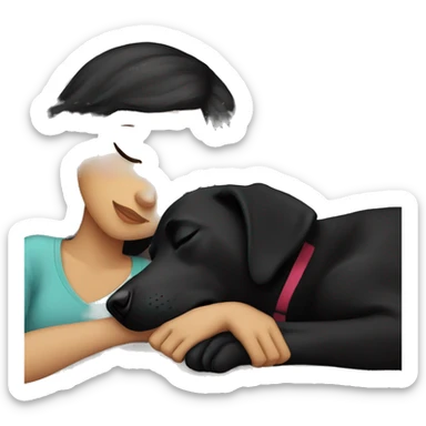 Girl sleeping with black Labrador retriever sticker