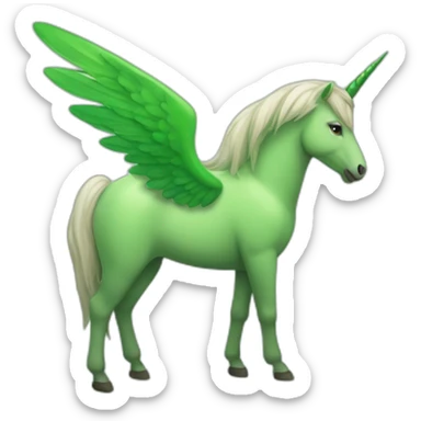 Une licorne verte et banche avec ses ailes sticker