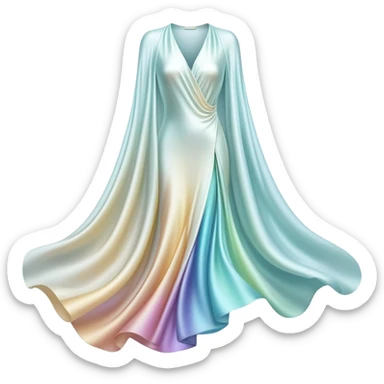 Elegant ethereal fabric-like flowing forms creating abstract clothing shape, personal style definition symbol, soft glowing essence sticker