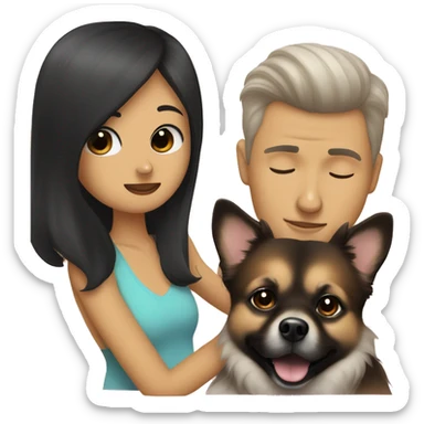 
Pomeranian lulu kissing his white human owner with short black hair and thin beard sticker
