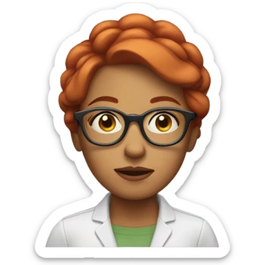 red hair woman nutritionist glasses doubts sticker