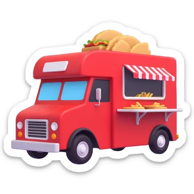 generate me a 3D red truck shawarma food truck sticker