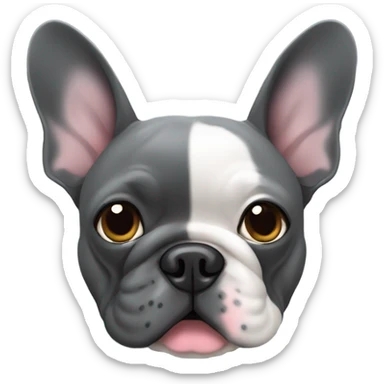 Dark grey French bulldog with hearts sticker
