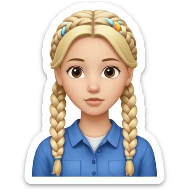 white girl with full braided blonde hair, side cornrows sticker