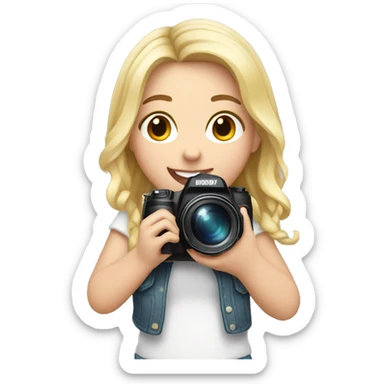 cute white girl with camera in her hands sticker