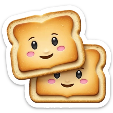 pair of crisp rectangular toast slices, golden-brown edges, airy texture, stacked or overlapping, soft lighting, subtle shadows, emoji scale sticker