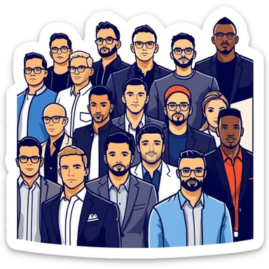 Tefi, Lewis Howes, Gary Vee, Tristan Tate, Tai Lopez, Josh King Madrid, Alex Hormozi, Iman Gadzhi, Branden Condy, Patrick Bet-David, Luke Belmar, Cardone, Shelby Sapp, Leila Hormozi, Tefi Valenzuela, business, Russell Brunson, partners, marketing, event , emoji, sales, money, mentor, party, emoji sticker