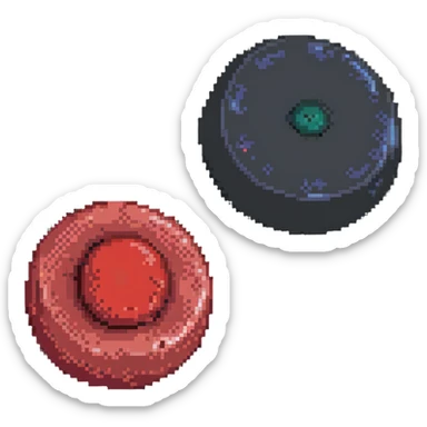 Pale red blood cell next to a normal red blood cell showing anemia comparison sticker