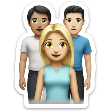 A familie whit a blonde Girl an a white boy whit black Hair and a Child  sticker