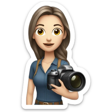 white brunette youtuber with camera in hand sticker