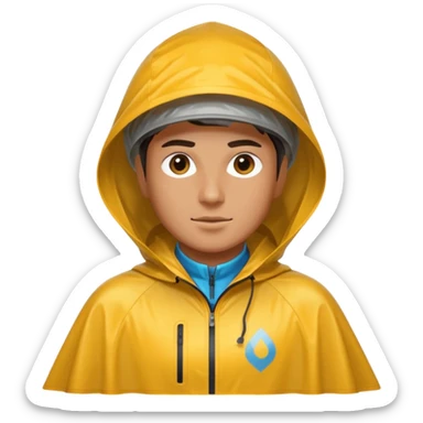 Cyclist with rain poncho sticker