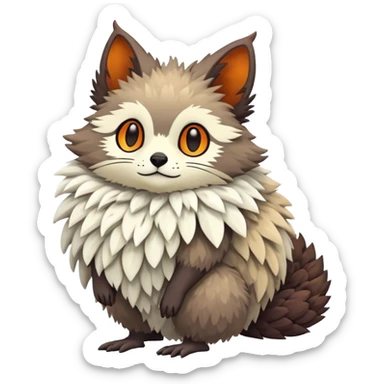lush warm-colored Fakémon-Trico-creature (full body) sticker