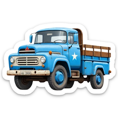 ZIL-130 Soviet truck with blue cabin and flatbed, classic Russian cargo truck from 1960s sticker