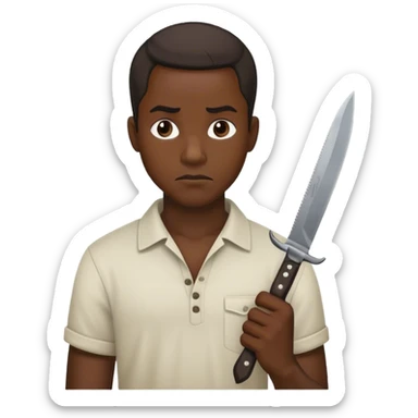 Homme noir avec un couteau en main qui il a un regard sombre  sticker