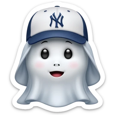 Cute little ghost wearing New York Yankees cap sticker