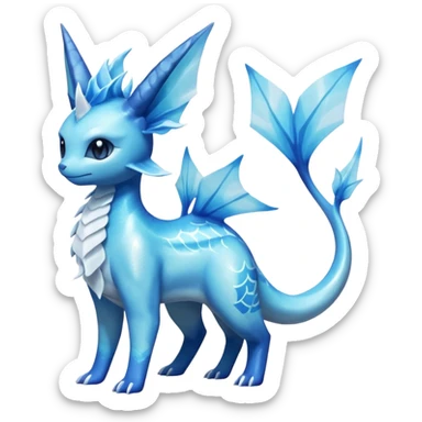 Lumineon-Vaporeon-Amaura-Glaceon-Dragonair-Fakémon-hybrid-creature (full body)  sticker