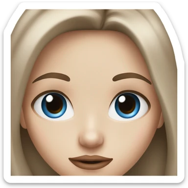 White girl with long brown hair and blue eyes and rosy lips  sticker