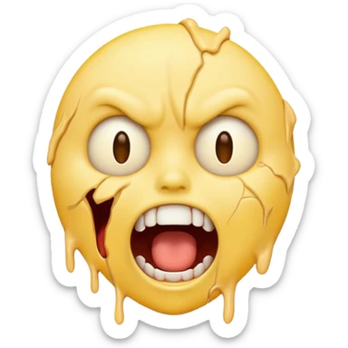 Yellow emoji face ripping it’s skin off with its hands screaming in horror sticker