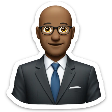 50-year-old organisation consultant, balding, in suit and tie sticker